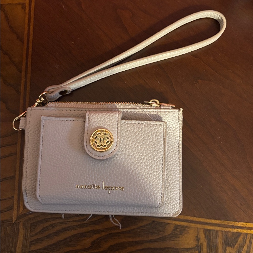 Nanette Lenore Gray Wristlet with Gold Details